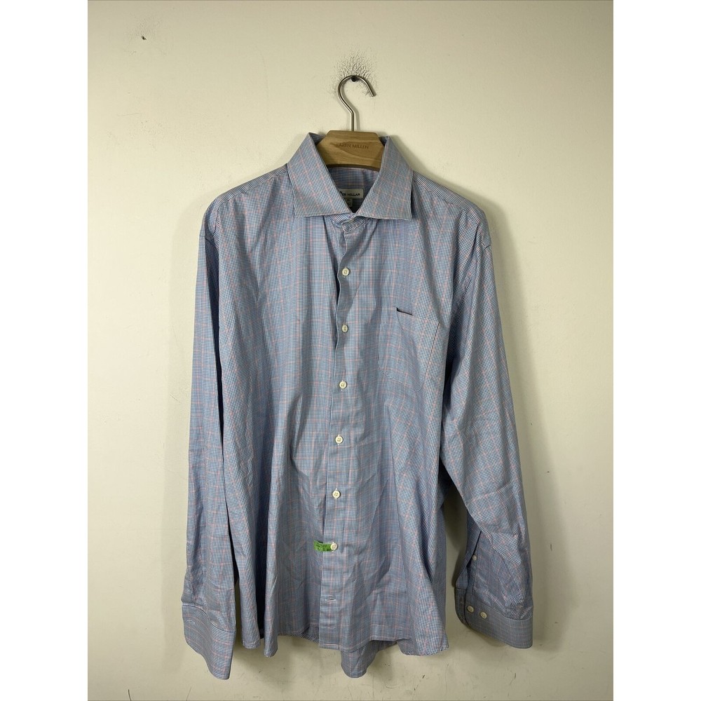 Peter Millar Shirt Men’s Long Sleeve Button Down Plaid Size XL